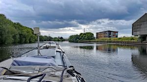 NB Fantasma sets out on the River Aire