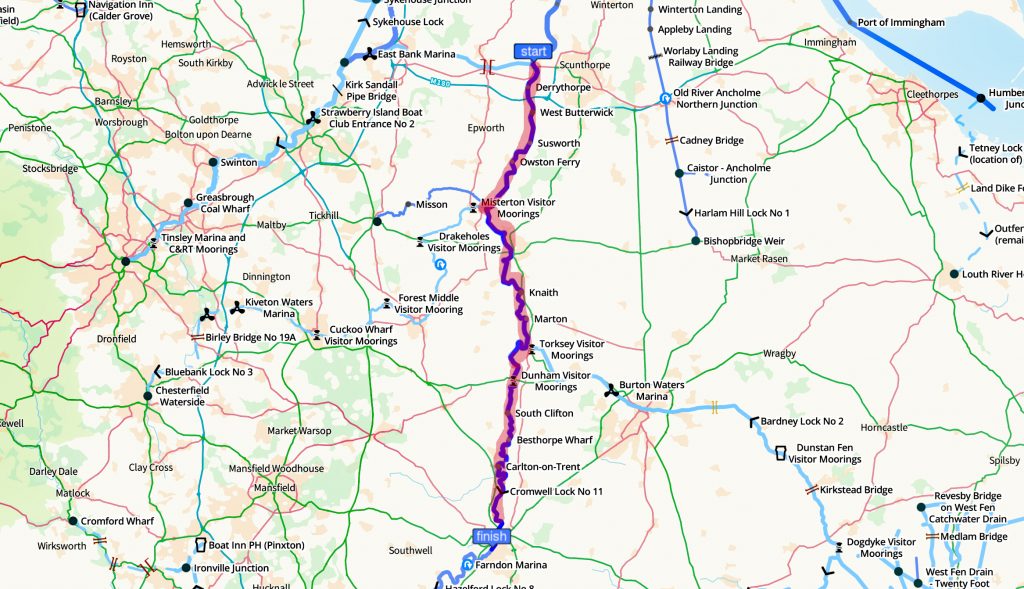 This map details stage 2 of the journey south