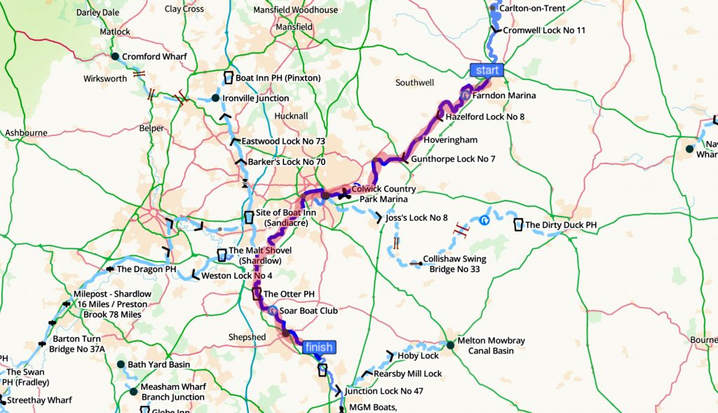 This map details stage 3 of the journey south