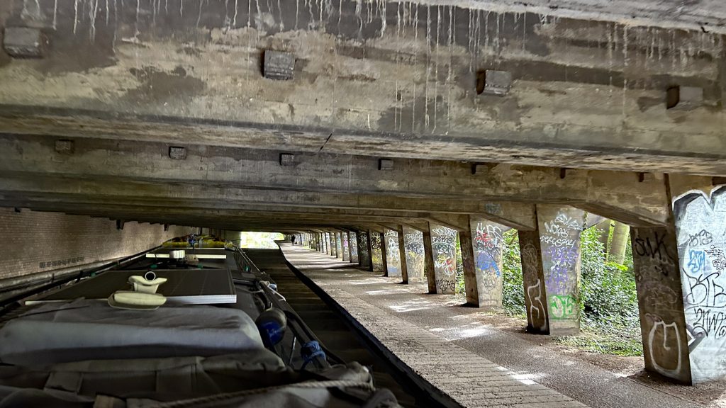 Where space is a premium build over the canal.