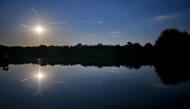A full moon in a clear sky