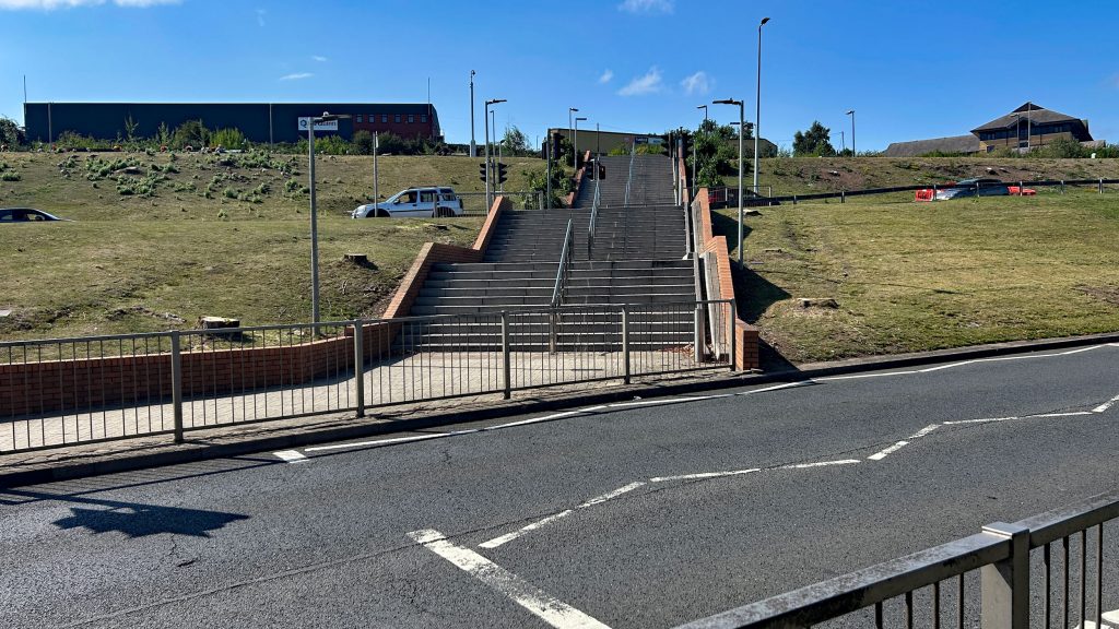 View of the stairs from Merry Hill to the canal