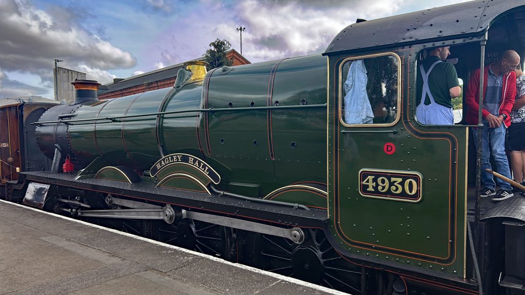 Steam train ready to leave Severn Valley Railway Station Kidderminster