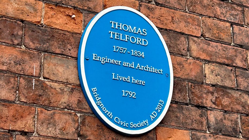 Blue Plaque commemorating canal guru Thomas Telford