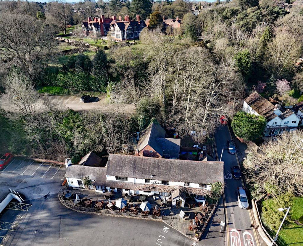 Aerial view of The Mermaid in with Whitwick Manor in the background
