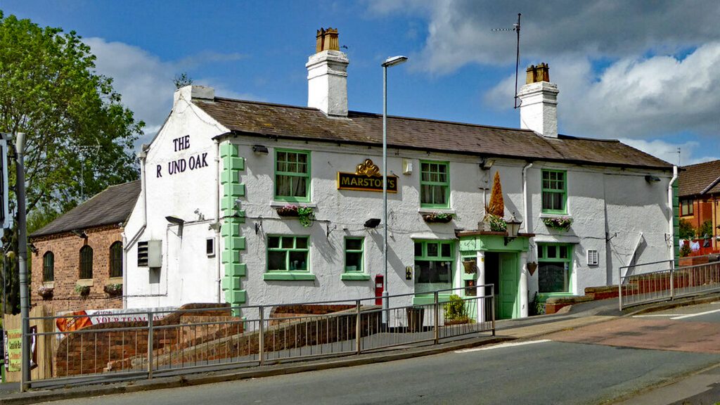 Exterior view of The Round Oak pub